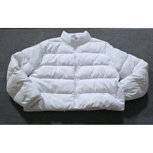 Fabletics Puffer Jacket Women XXL White Full Zip LS Pockets Lined Preppy Cottage - Picture 9 of 16